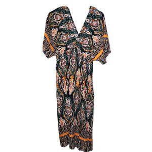 SHEIN CURVE  VCAY Allover Print V Neck Split Thigh Dress 4XL